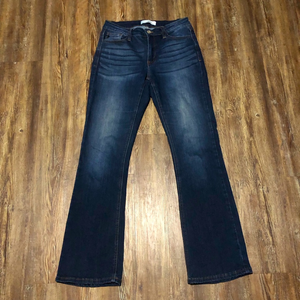 Kancan Jeans Women's 28 Dark Wash Bootcut Skinny Flare Mid Rise Stretch Denim